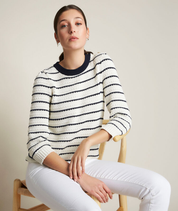 Daphnee striped pullover ecru.