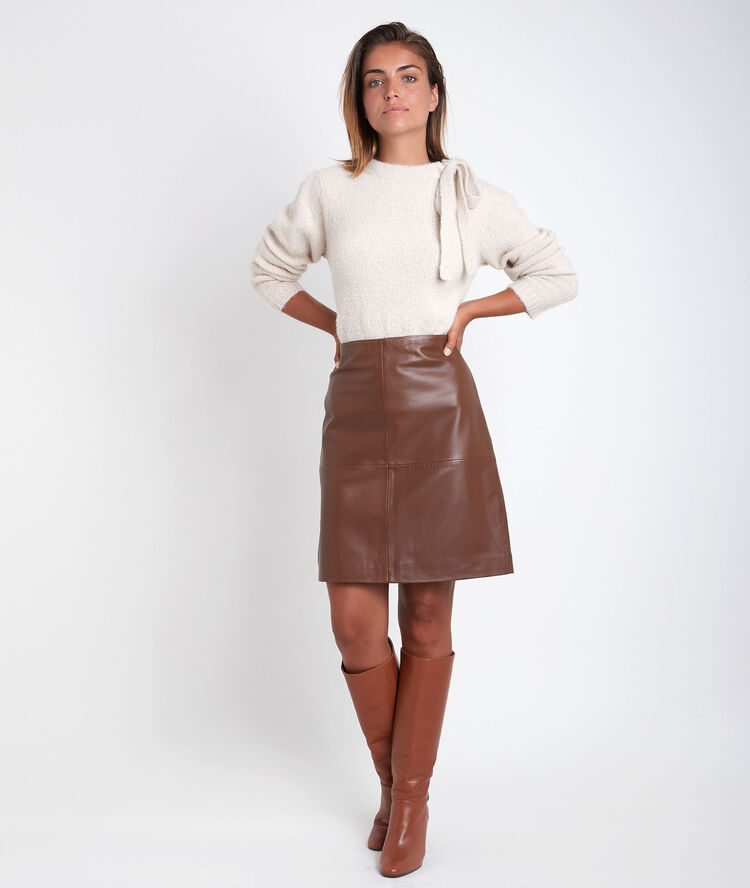 Bossa tan leather skirt havana brown.