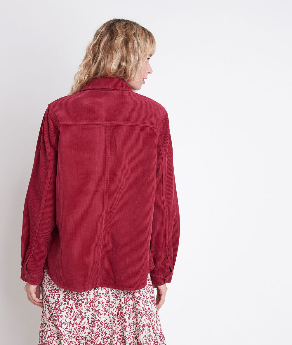 Perle red corduroy over-shirt grenat.