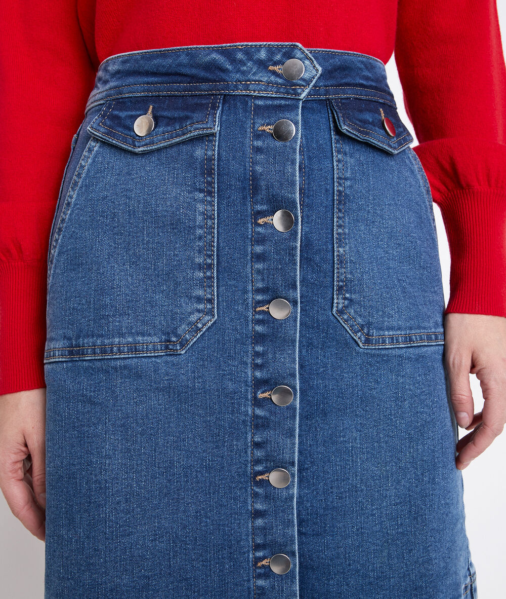 Ambre denim buttoned skirt denim brut.