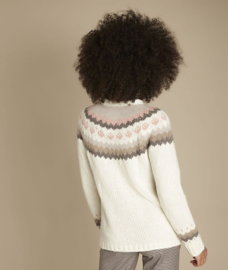 Foussia jacquard raw pullover écru.