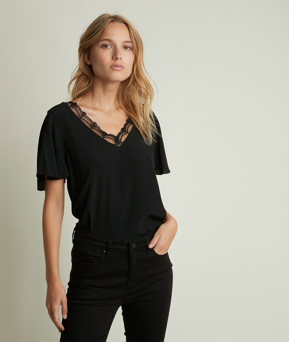 Divine dual-fabric black top | 1-2-3 Divine dual-fabric black top PhotoZ | 1-2-3