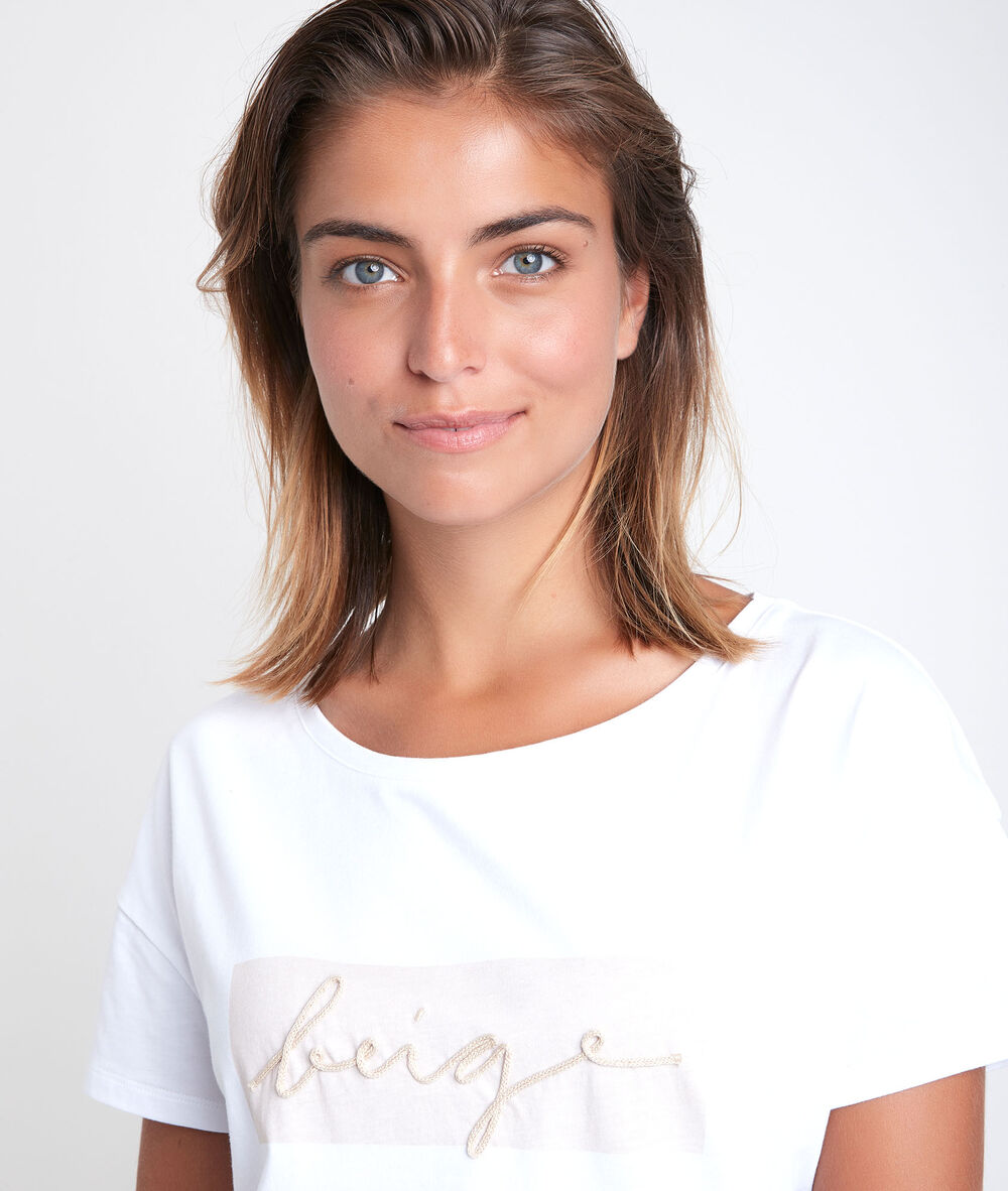 Djina embroidered ecru t-shirt ecru.