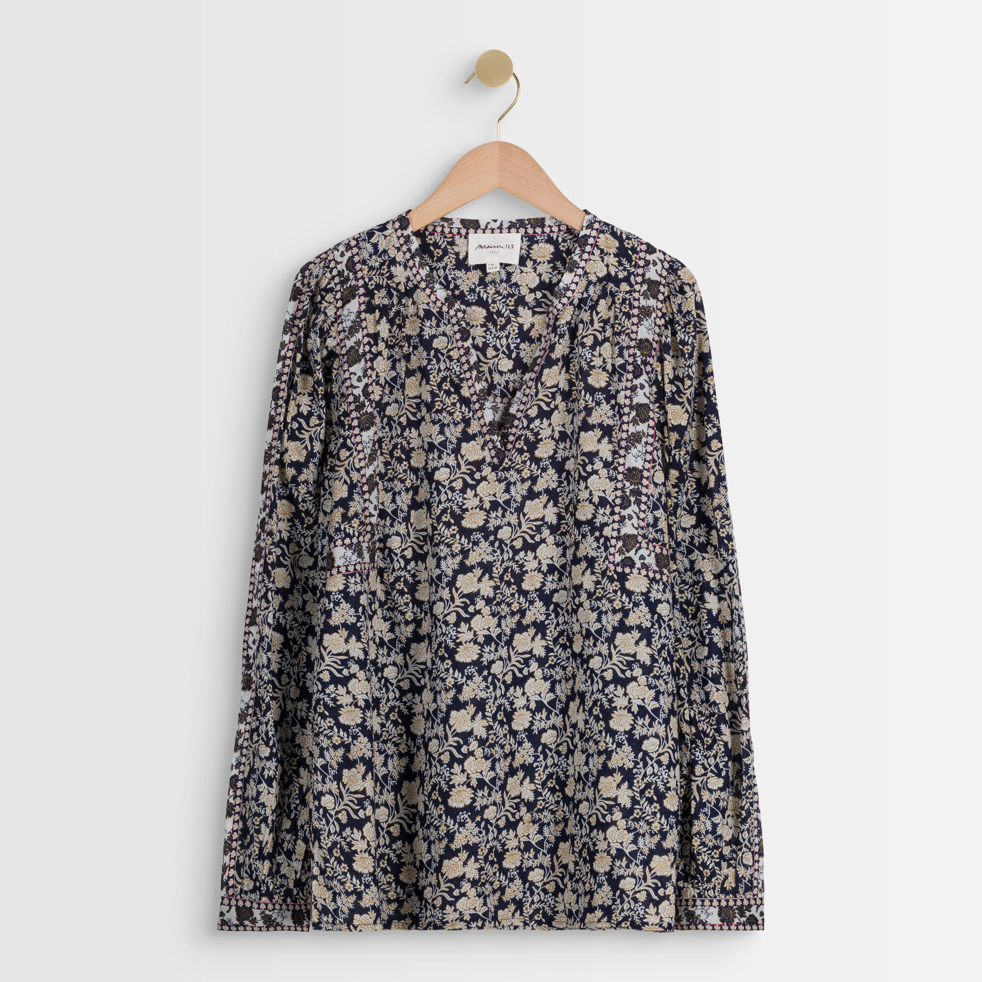 navy floral print
