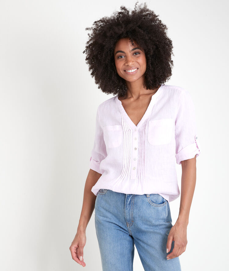 Roma nude linen shirt nude.