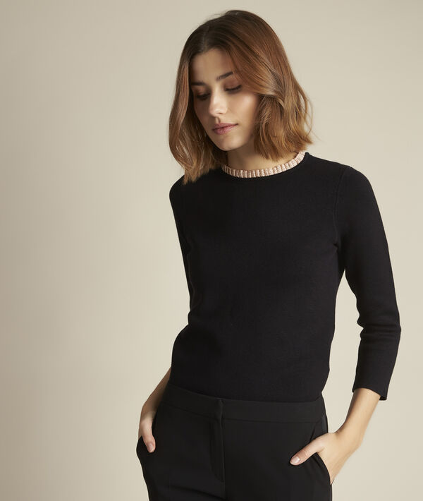 Declic ottoman jumper with decorative collar | 1-2-3 Declic ottoman jumper with decorative collar PhotoZ | 1-2-3