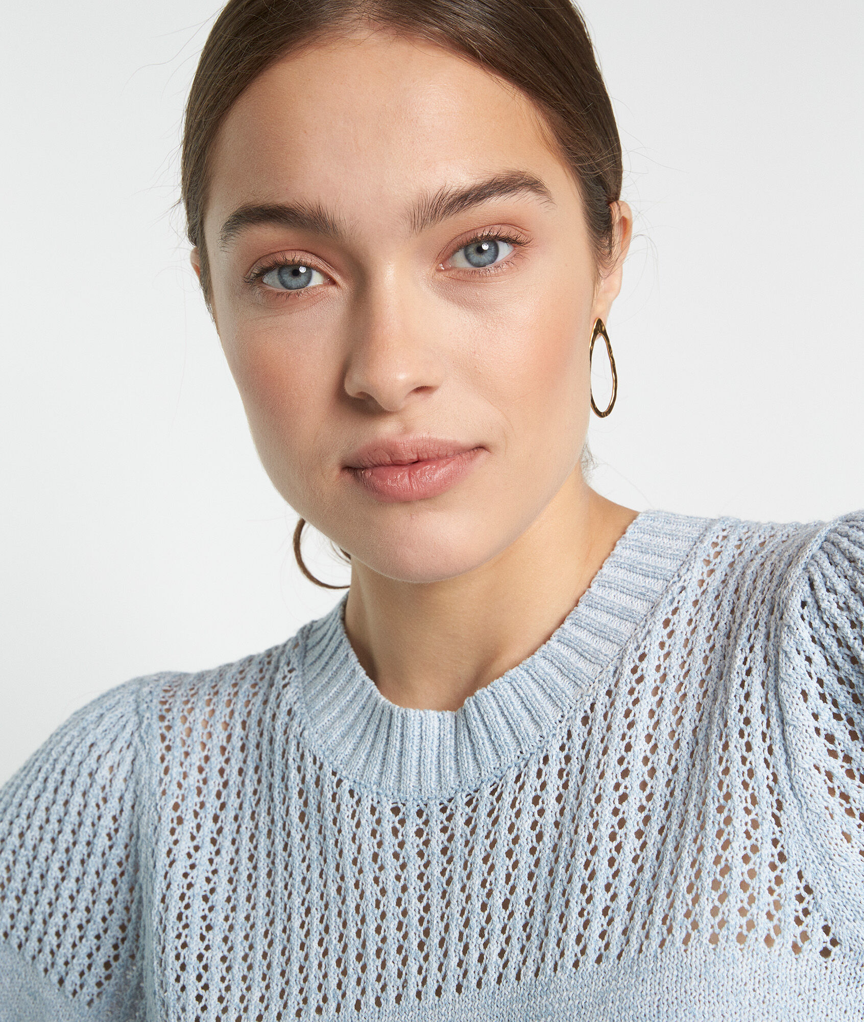 pale blue fine knit jumper