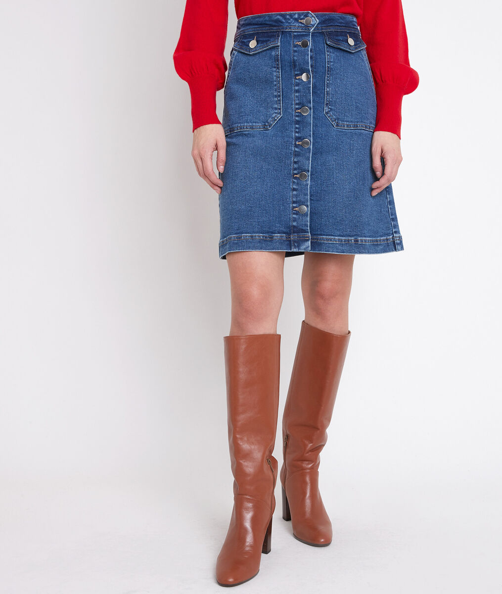 Ambre denim buttoned skirt | 1-2-3 Ambre denim buttoned skirt PhotoZ | 1-2-3