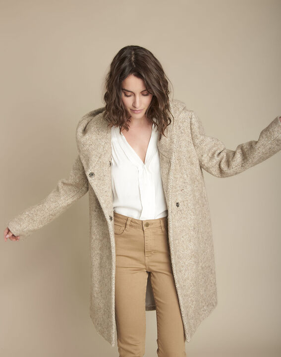 Edwin Beige Woollen Coat Women Maison 123