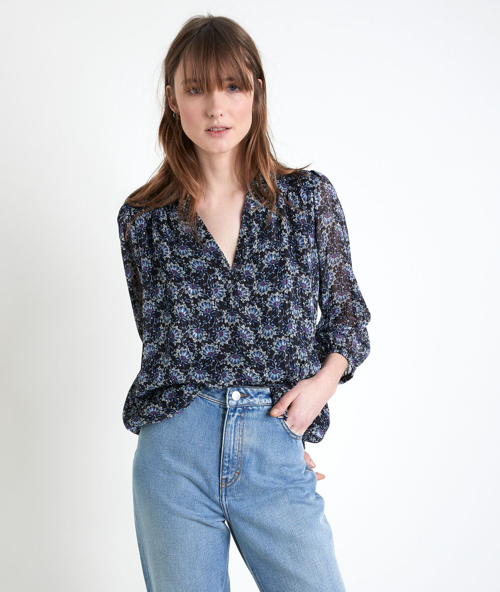 ELSA navy printed blouse | 1-2-3 ELSA navy printed blouse PhotoZ | 1-2-3