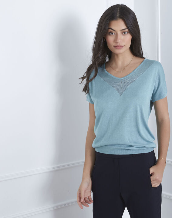 Never blue pullover with neckline detailing | 1-2-3 Never blue pullover with neckline detailing PhotoZ | 1-2-3