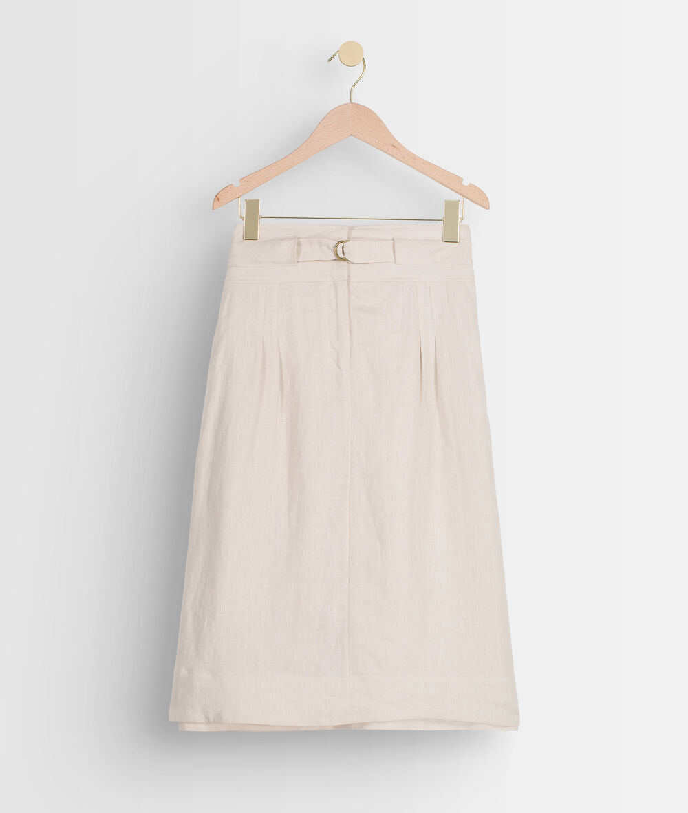 Elisa certified linen midi skirt naturel.