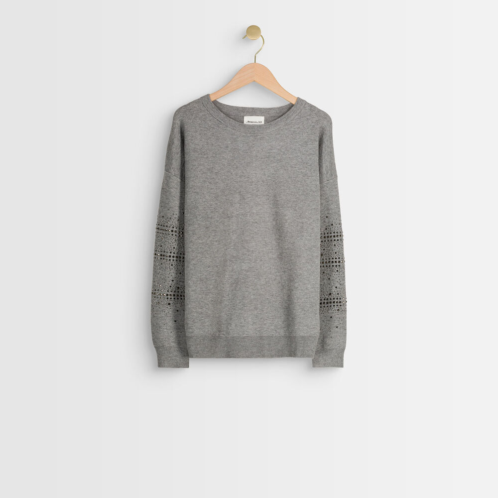 Rysis grey pullover with stud detailing chine clair.