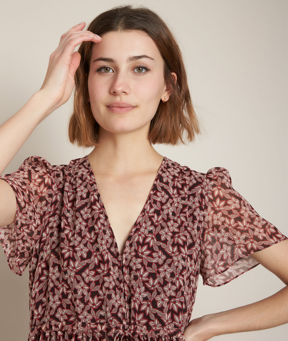 Chems printed dress garnet.