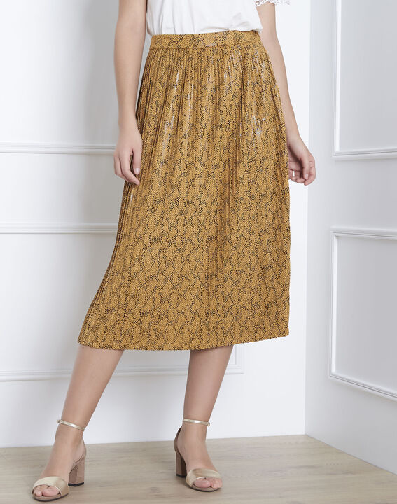 Story yellow snakeskin print pleated skirt | 1-2-3 Story yellow snakeskin print pleated skirt PhotoZ | 1-2-3