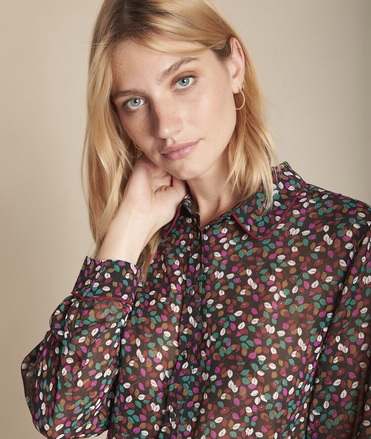 Madalina black foliage print blouse black.