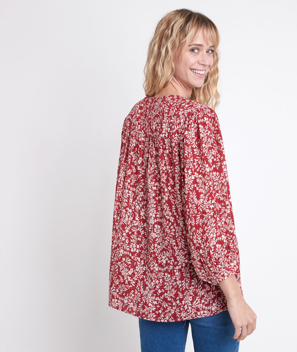 Elsa red floral printed blouse bourgogne.