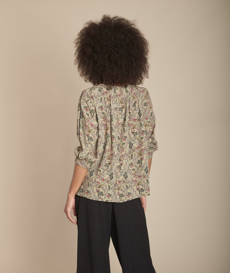 Mina khaki floral print blouse kaki.