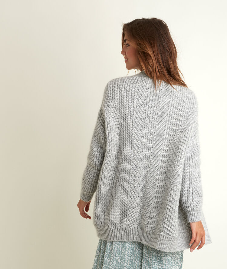 Rejane grey mohair blend cardigan.