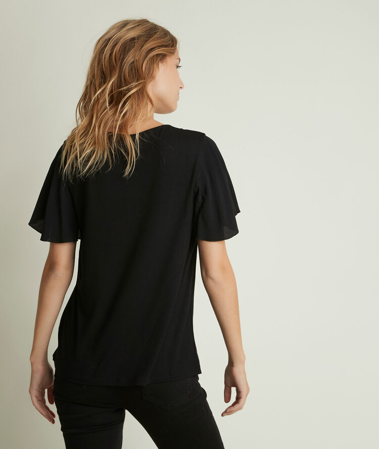 Divine dual-fabric black top noir.