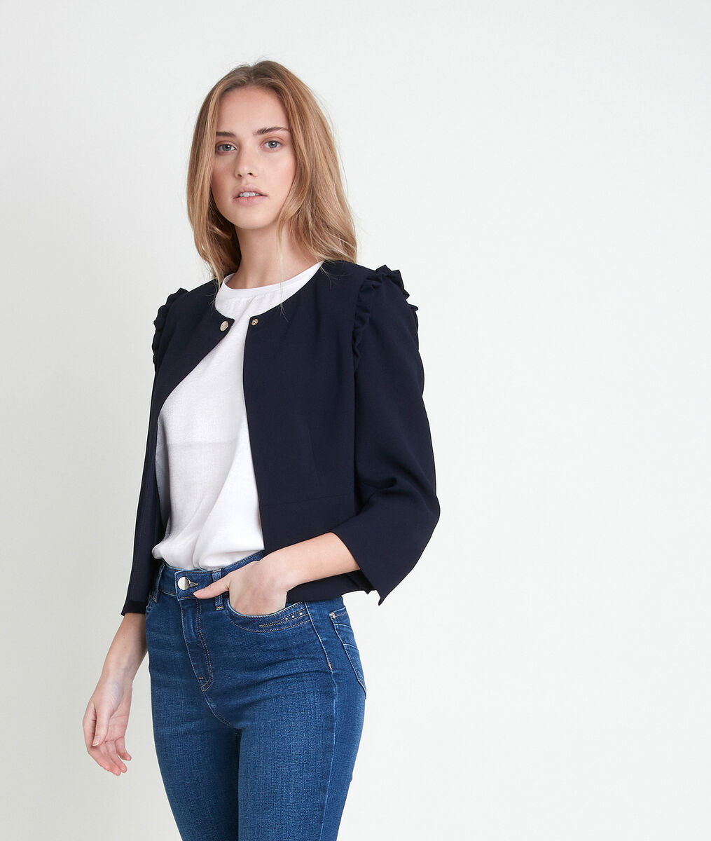 PHILISE navy crepe jacket | 1-2-3 PHILISE navy crepe jacket PhotoZ | 1-2-3