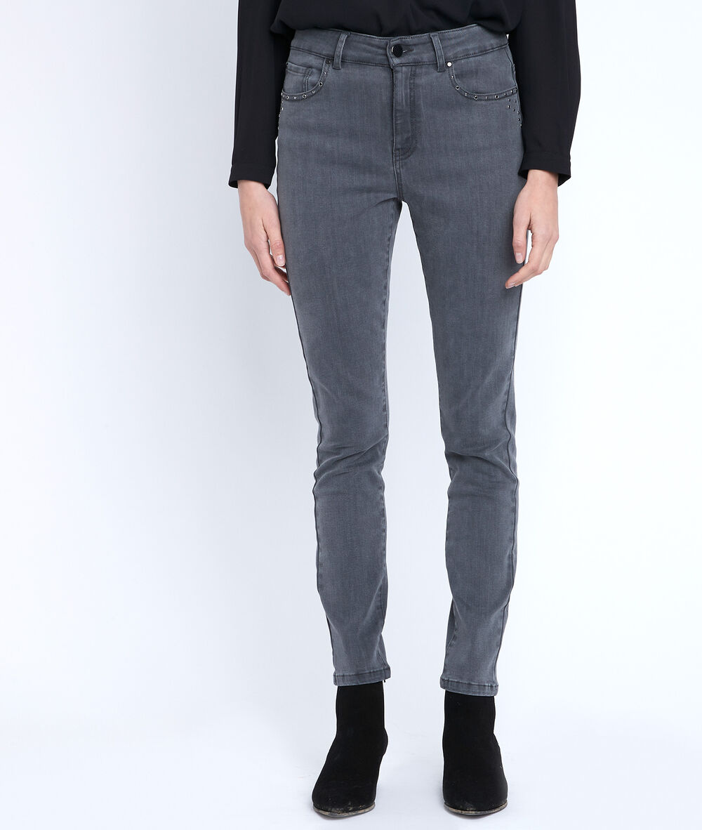 The iconic cosmo slim-fit jeans with mini studs chine fonce.