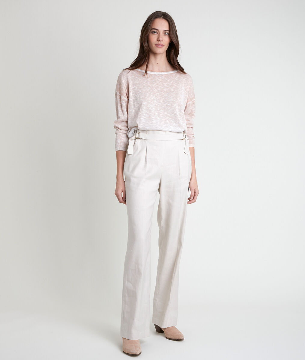 Filipo ecru linen blend wide-legged trousers PhotoZ | 1-2-3