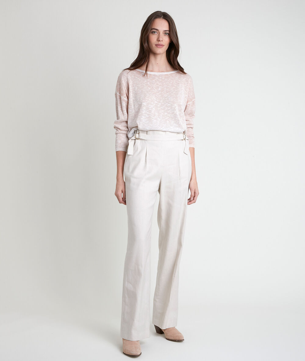 Filipo ecru linen blend wide-legged trousers ecru.