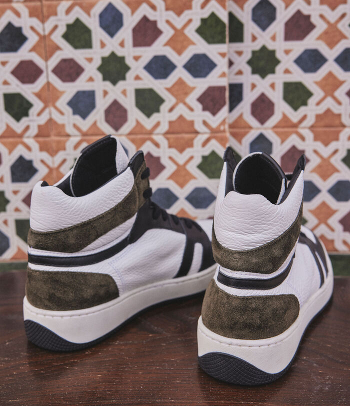 Nelson White and Black Leather High-top Trainers PhotoZ | 1-2-3