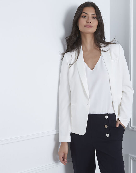 Sabrina white shawl-neck jacket | 1-2-3 Sabrina white shawl-neck jacket PhotoZ | 1-2-3