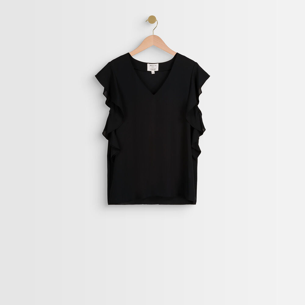 Elfie black ruffled top black.