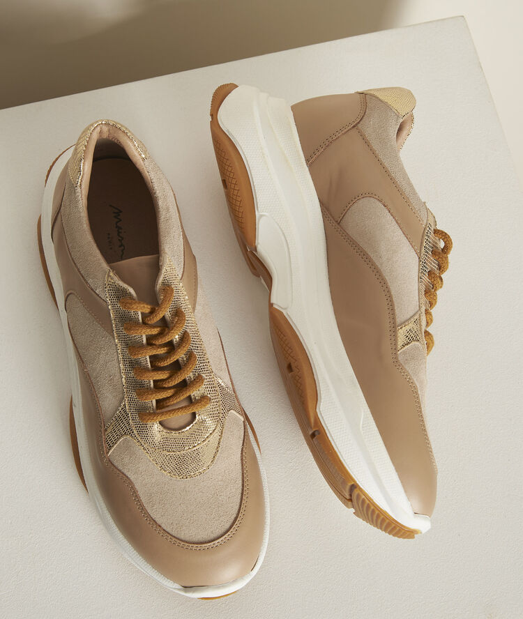 Nina leather platform trainers string.