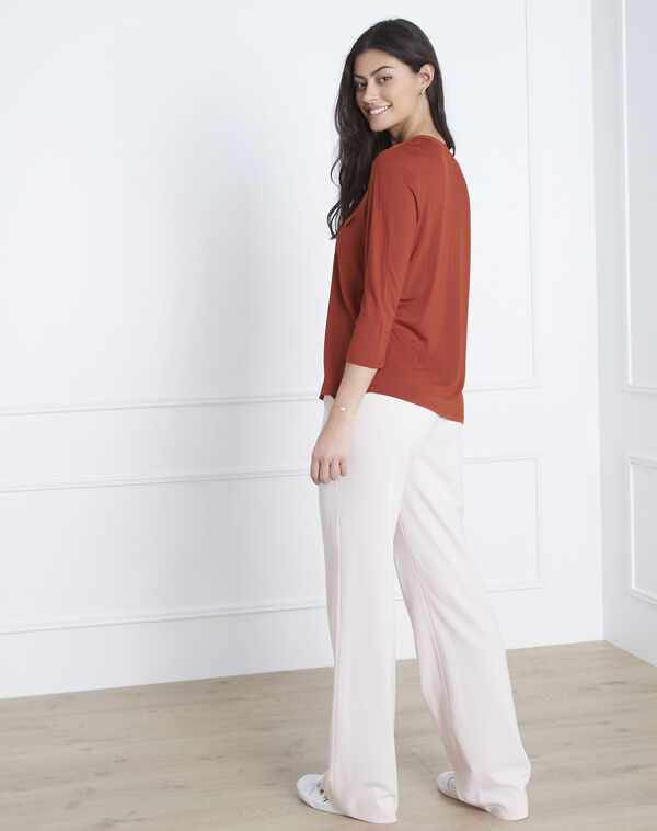 Genna mahogany bi-material blouse terracotta.