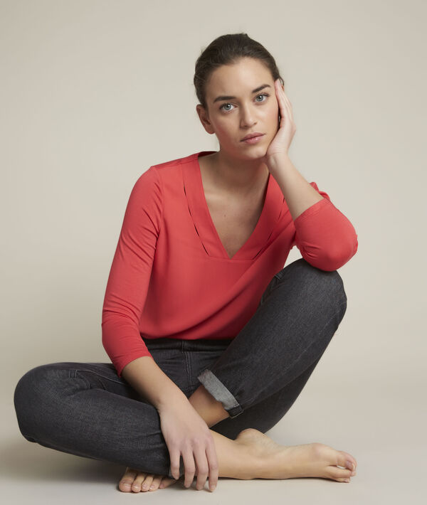 Eliott coral top in two fabrics PhotoZ | 1-2-3