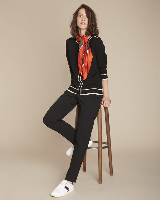 Fontenay black cardigan with striped grosgrain detailing (2) - Maison 123