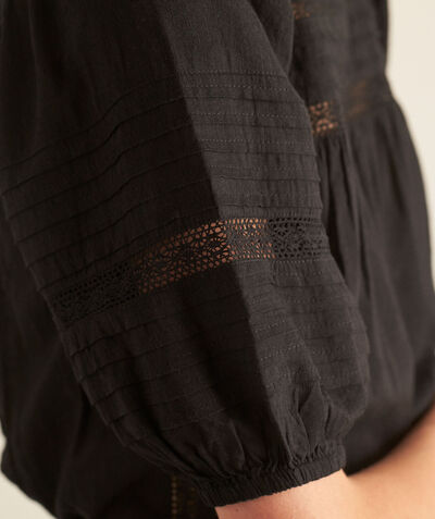 CANDICE black romantic cotton blouse PhotoZ | 1-2-3