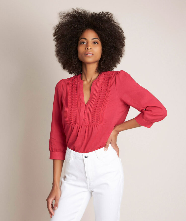 Elodie cotton blouse dark fuscia.