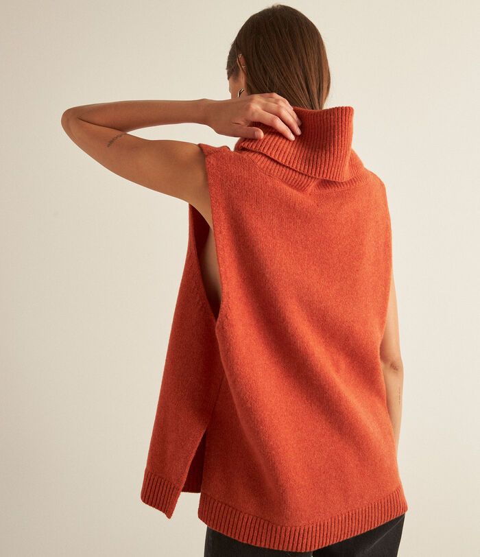 Barclay orange sleeveless jumper in responsible wool PhotoZ | 1-2-3