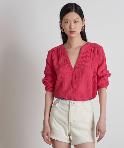 Laeti plain fuchsia cotton blouse  PhotoZ | 1-2-3