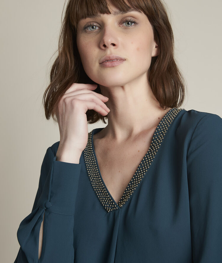 Edana cypress recycled polyester blouse cypress.