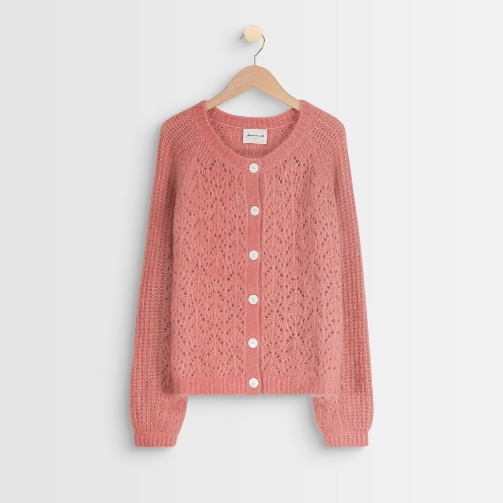 Ary pink wool-blend cardigan rose des sables.