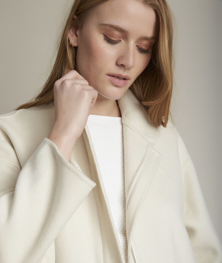 Sally short double-face fabric coat greige.