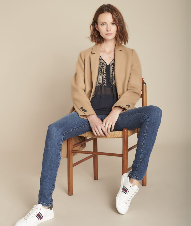 Marilou beaded embroidered blouse navy.