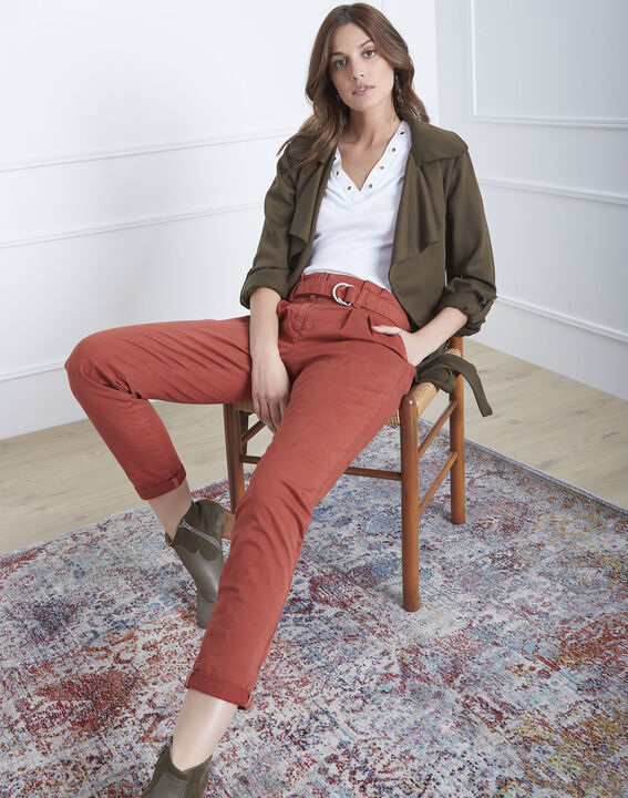 Clovis mahogany chinos with belt | 1-2-3 Clovis mahogany chinos with belt PhotoZ | 1-2-3