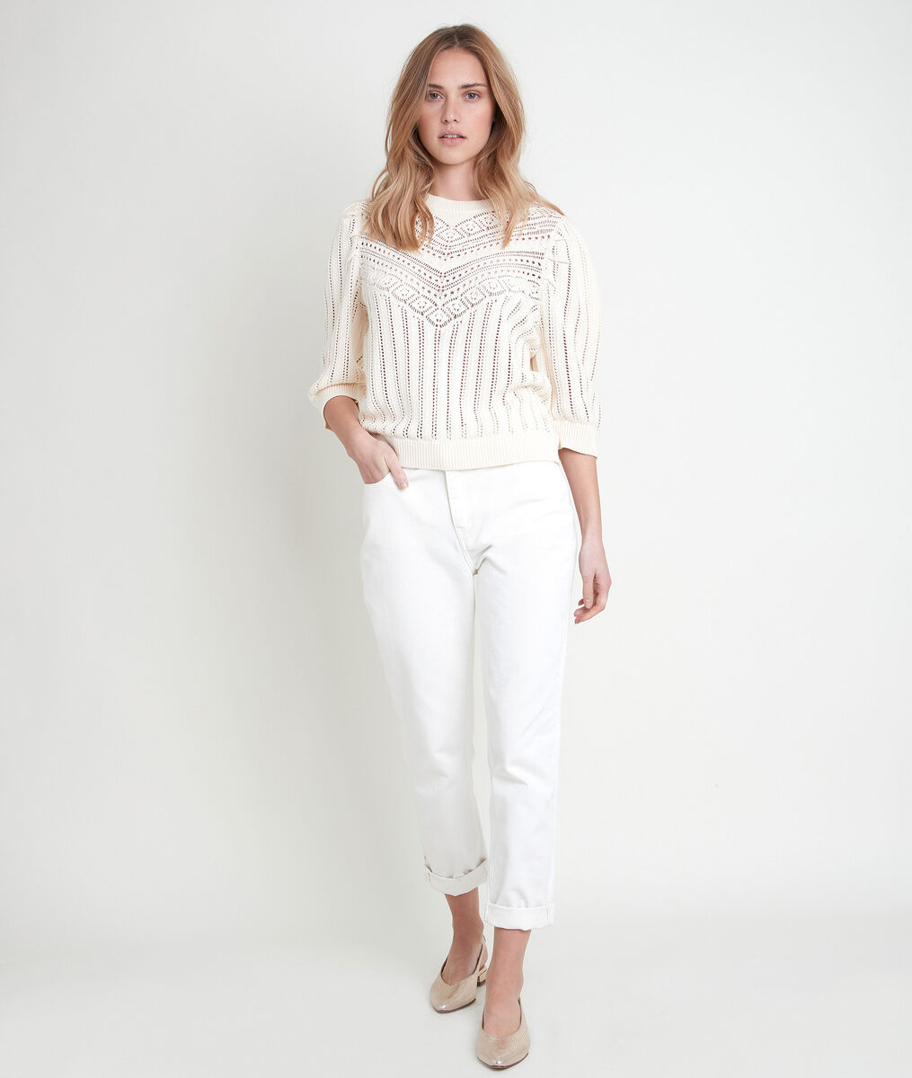 ALTO beige organic cotton openwork jumper | 1-2-3 ALTO beige organic cotton openwork jumper PhotoZ | 1-2-3