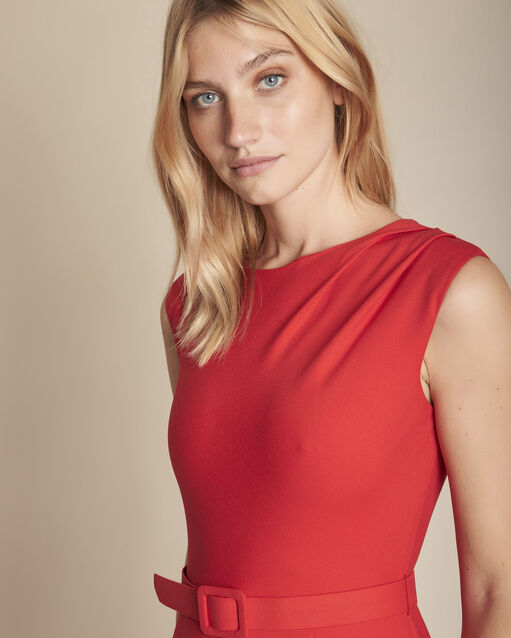 Idalie draped and belted red dress (2) - Maison 123