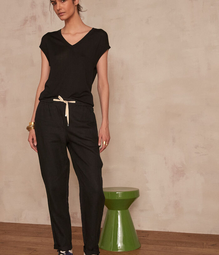 Noor black certified linen trousers  PhotoZ | 1-2-3