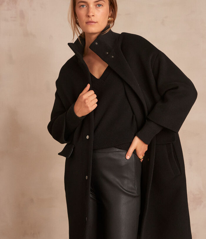 Manteau en laine recyclée noir Magda PhotoZ | 1-2-3