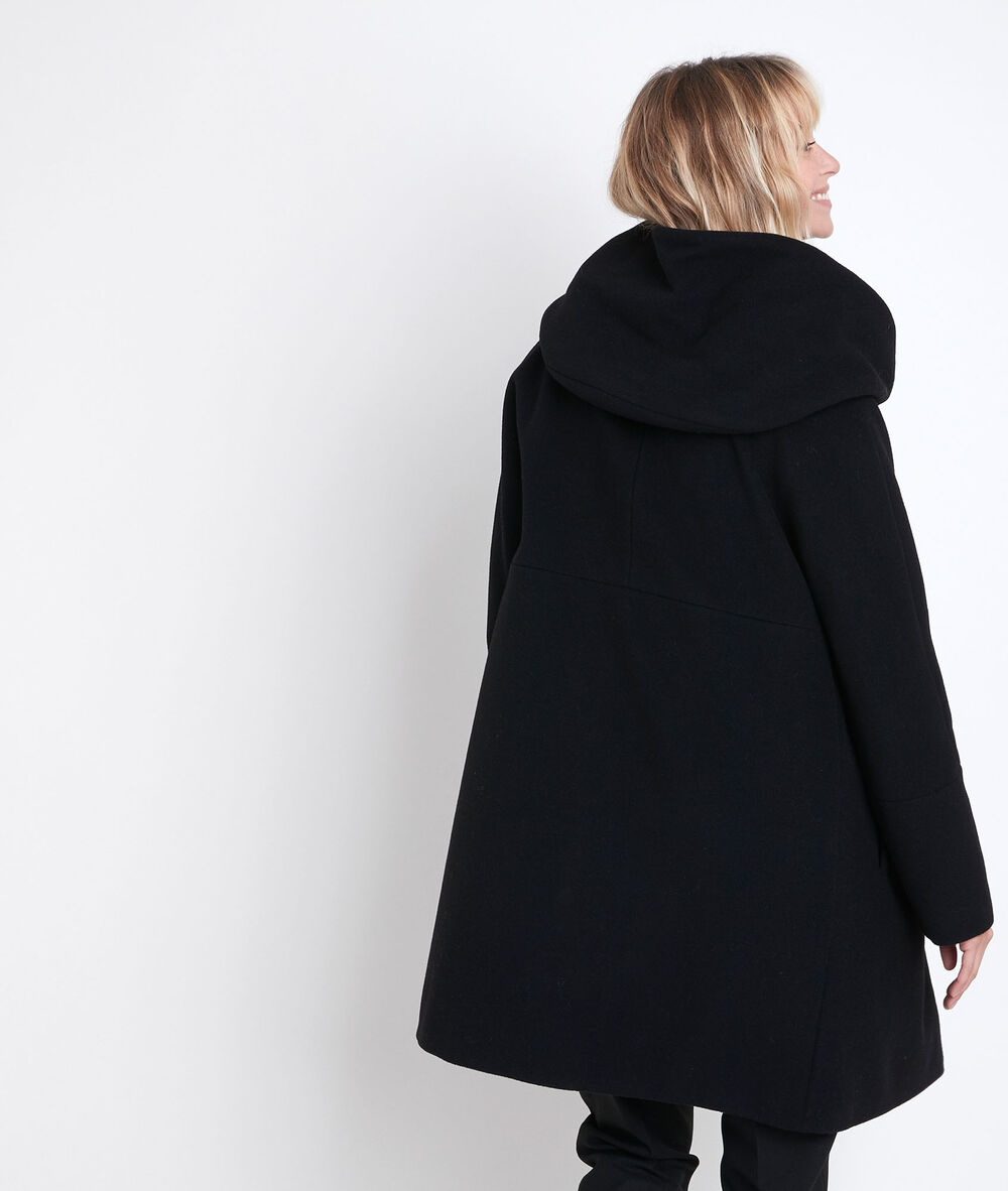 Ocea black wool blend coat noir.