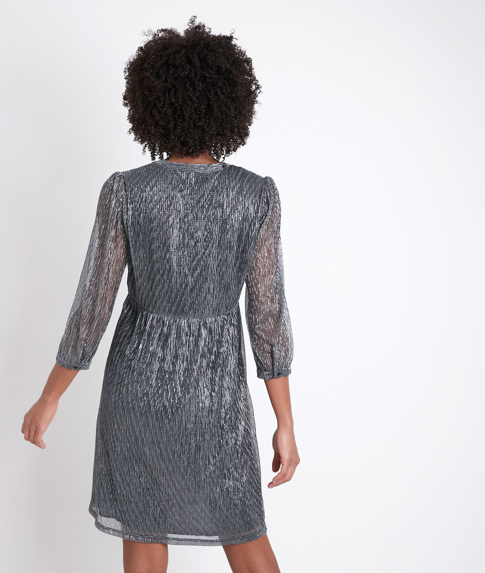 Cynthia straight-cut lamé dress chine moyen.